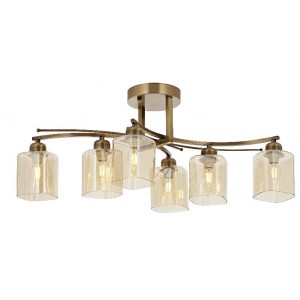 METAL and GLASS COPPER COATING AND BLACK CHANDELIER 75 x 32 CM LOAD: 31 CM